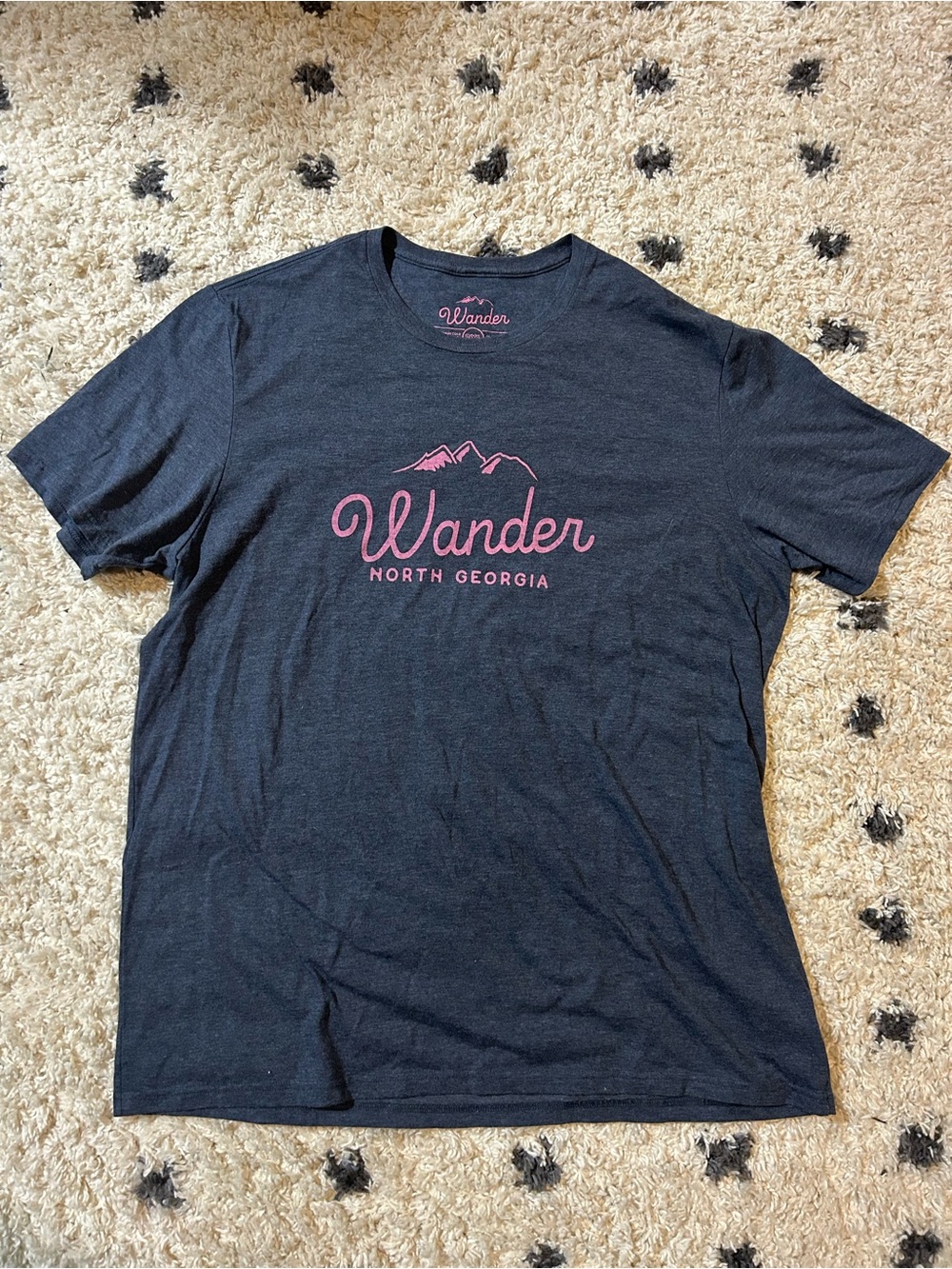 Wander North Georgia UNISEX Crewneck Tee in Navy with Pink Logo
